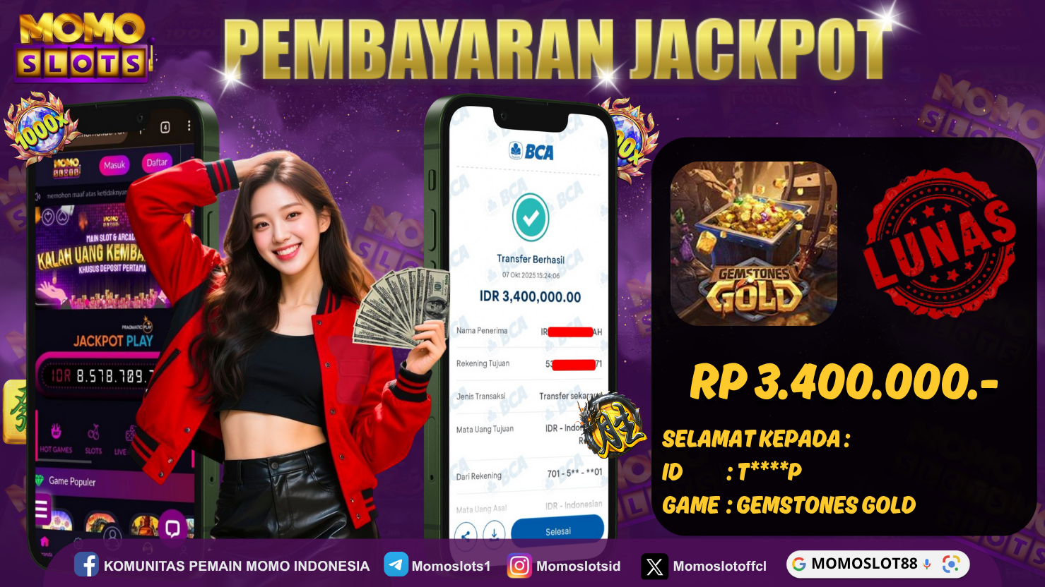 MOMOSLOTS JACKPOT SLOT GEMSTONES GOLD